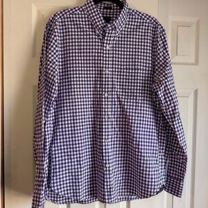 J. Crew Men's Purple and White Gingham Plaid Button Down Slim Fit Shirt